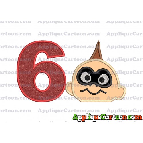 Jack Jack Parr Incredibles Head Applique Embroidery Design Birthday Number 6