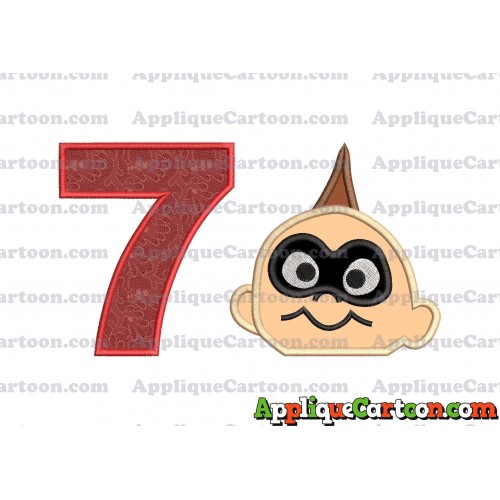 Jack Jack Parr Incredibles Head Applique Embroidery Design Birthday Number 7