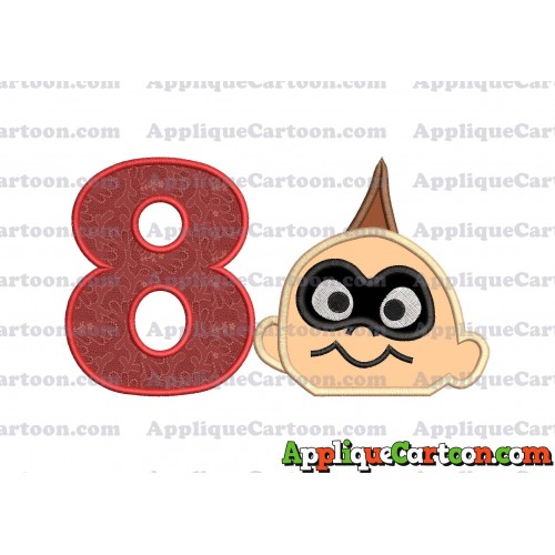 Jack Jack Parr Incredibles Head Applique Embroidery Design Birthday Number 8