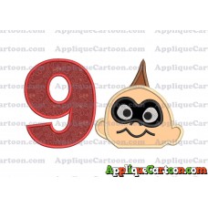 Jack Jack Parr Incredibles Head Applique Embroidery Design Birthday Number 9