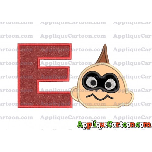 Jack Jack Parr Incredibles Head Applique Embroidery Design With Alphabet E
