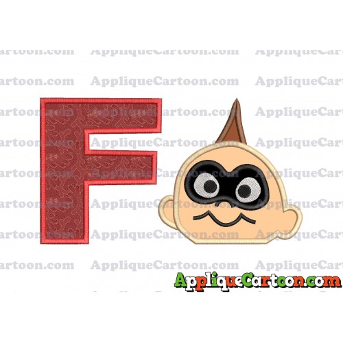 Jack Jack Parr Incredibles Head Applique Embroidery Design With Alphabet F