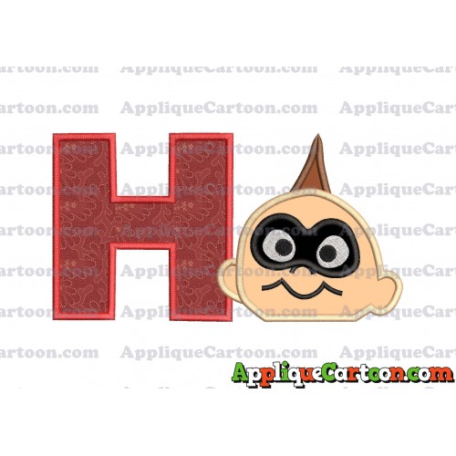 Jack Jack Parr Incredibles Head Applique Embroidery Design With Alphabet H