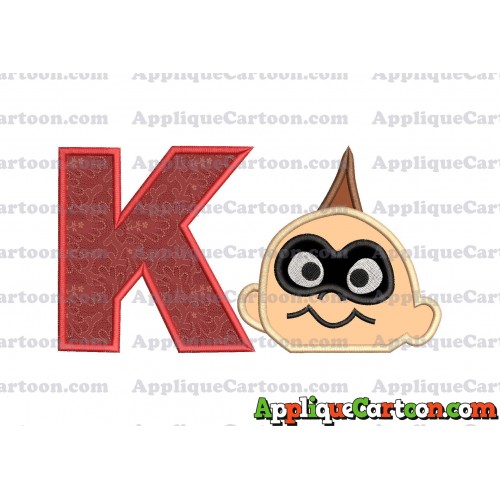 Jack Jack Parr Incredibles Head Applique Embroidery Design With Alphabet K
