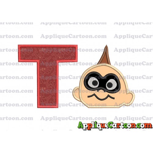 Jack Jack Parr Incredibles Head Applique Embroidery Design With Alphabet T