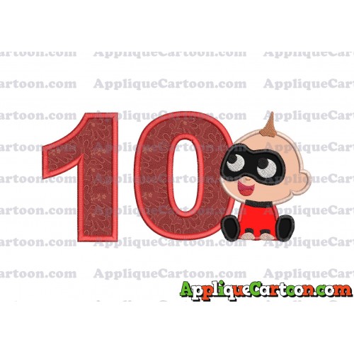 Jack Jack Parr The Incredibles Applique 01 Embroidery Design Birthday Number 10