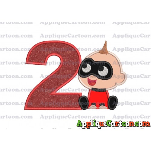 Jack Jack Parr The Incredibles Applique 01 Embroidery Design Birthday Number 2