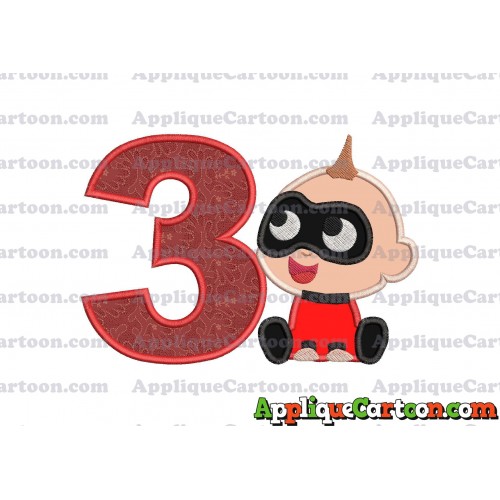 Jack Jack Parr The Incredibles Applique 01 Embroidery Design Birthday Number 3