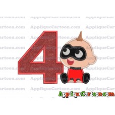 Jack Jack Parr The Incredibles Applique 01 Embroidery Design Birthday Number 4