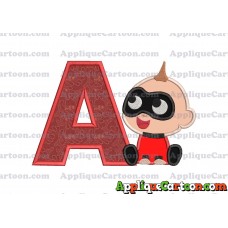 Jack Jack Parr The Incredibles Applique 01 Embroidery Design With Alphabet A