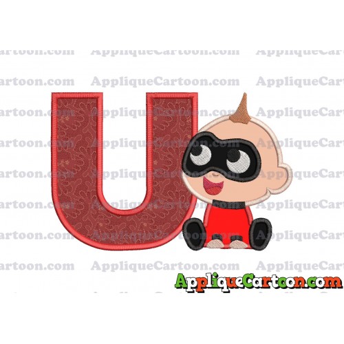 Jack Jack Parr The Incredibles Applique 01 Embroidery Design With Alphabet U