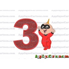 Jack Jack Parr The Incredibles Applique 02 Embroidery Design Birthday Number 3