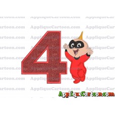 Jack Jack Parr The Incredibles Applique 02 Embroidery Design Birthday Number 4