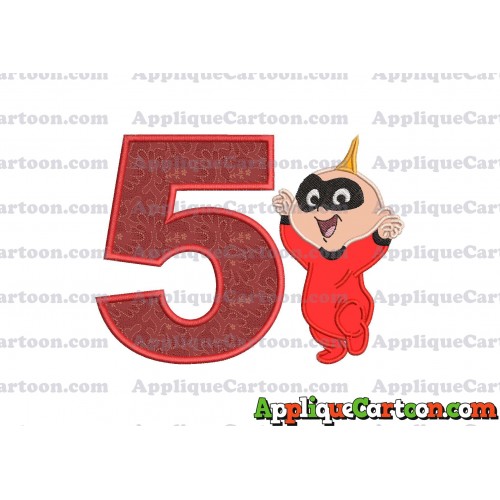 Jack Jack Parr The Incredibles Applique 02 Embroidery Design Birthday Number 5