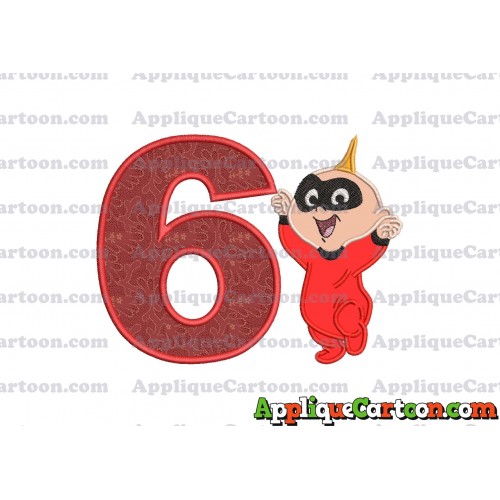 Jack Jack Parr The Incredibles Applique 02 Embroidery Design Birthday Number 6