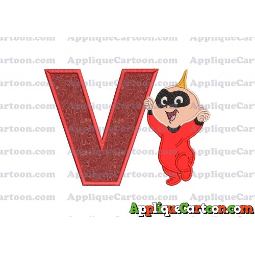 Jack Jack Parr The Incredibles Applique 02 Embroidery Design With Alphabet V
