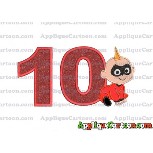 Jack Jack Parr The Incredibles Applique 03 Embroidery Design Birthday Number 10