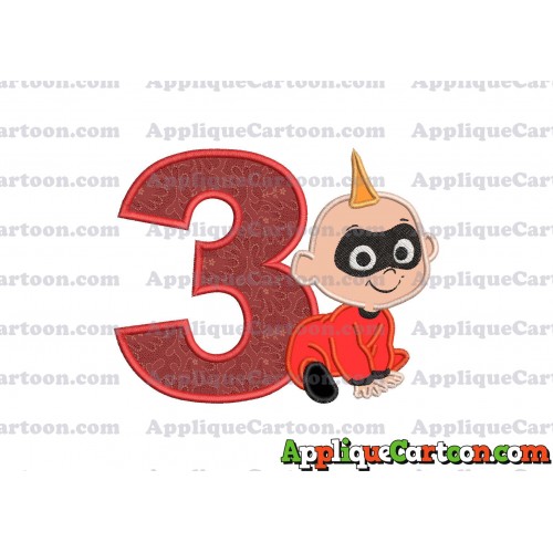 Jack Jack Parr The Incredibles Applique 03 Embroidery Design Birthday Number 3