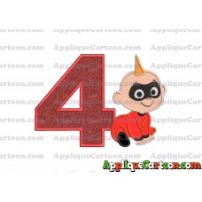 Jack Jack Parr The Incredibles Applique 03 Embroidery Design Birthday Number 4