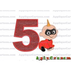Jack Jack Parr The Incredibles Applique 03 Embroidery Design Birthday Number 5