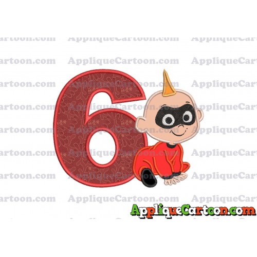 Jack Jack Parr The Incredibles Applique 03 Embroidery Design Birthday Number 6