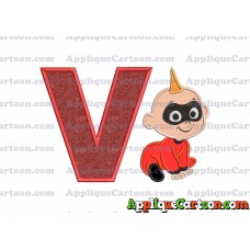 Jack Jack Parr The Incredibles Applique 03 Embroidery Design With Alphabet V