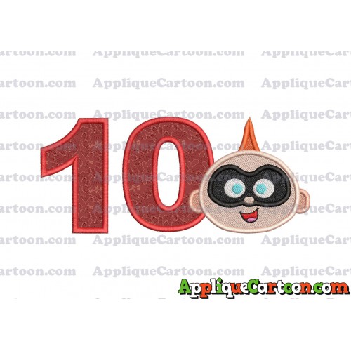 Jack Jack Parr The Incredibles Head Applique Embroidery Design 02 Birthday Number 10
