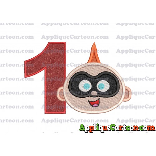 Jack Jack Parr The Incredibles Head Applique Embroidery Design 02 Birthday Number 1