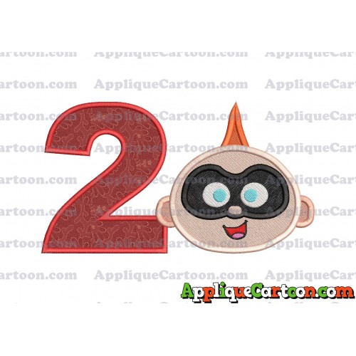 Jack Jack Parr The Incredibles Head Applique Embroidery Design 02 Birthday Number 2