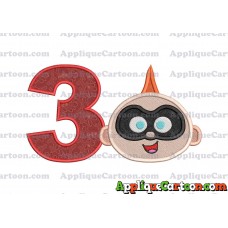 Jack Jack Parr The Incredibles Head Applique Embroidery Design 02 Birthday Number 3