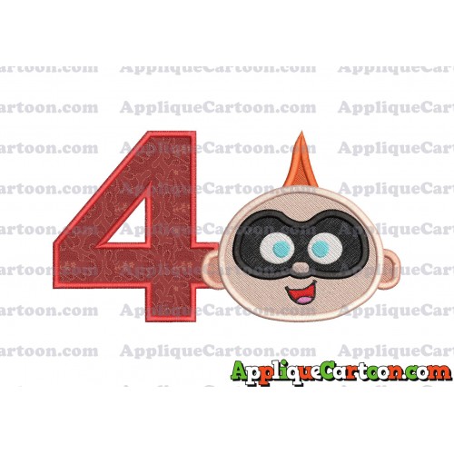 Jack Jack Parr The Incredibles Head Applique Embroidery Design 02 Birthday Number 4