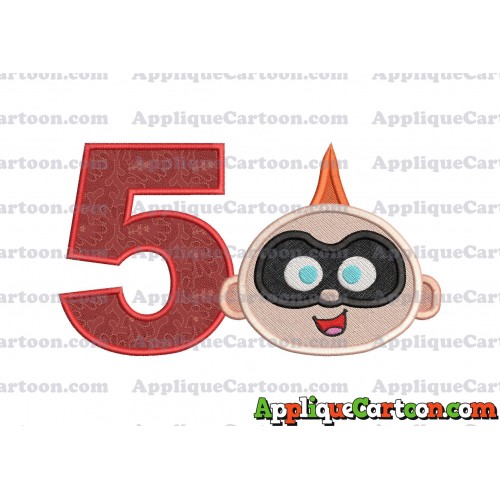 Jack Jack Parr The Incredibles Head Applique Embroidery Design 02 Birthday Number 5