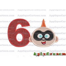 Jack Jack Parr The Incredibles Head Applique Embroidery Design 02 Birthday Number 6