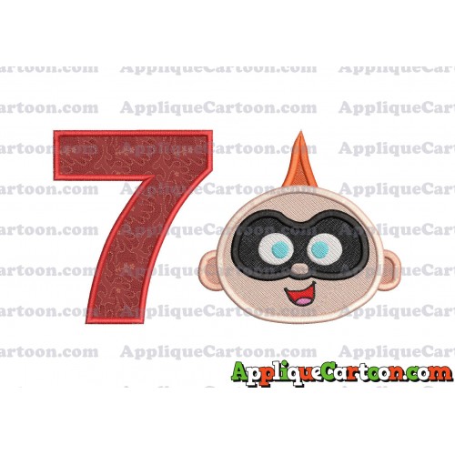 Jack Jack Parr The Incredibles Head Applique Embroidery Design 02 Birthday Number 7