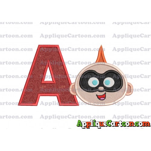 Jack Jack Parr The Incredibles Head Applique Embroidery Design 02 With Alphabet A