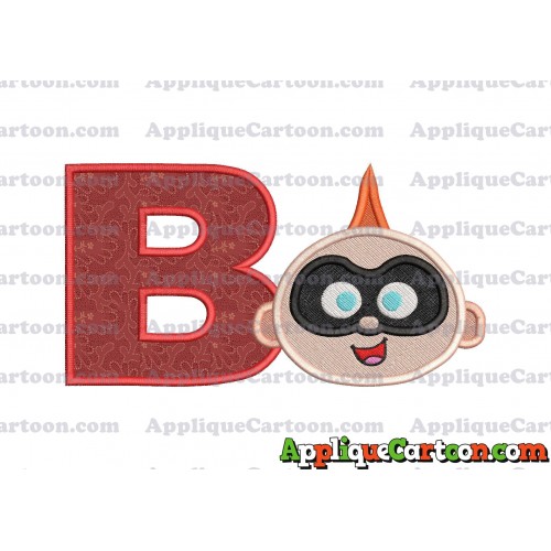 Jack Jack Parr The Incredibles Head Applique Embroidery Design 02 With Alphabet B
