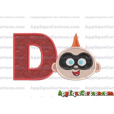 Jack Jack Parr The Incredibles Head Applique Embroidery Design 02 With Alphabet D