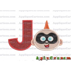 Jack Jack Parr The Incredibles Head Applique Embroidery Design 02 With Alphabet J