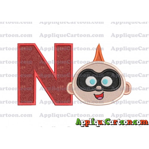 Jack Jack Parr The Incredibles Head Applique Embroidery Design 02 With Alphabet N