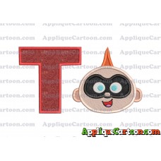 Jack Jack Parr The Incredibles Head Applique Embroidery Design 02 With Alphabet T