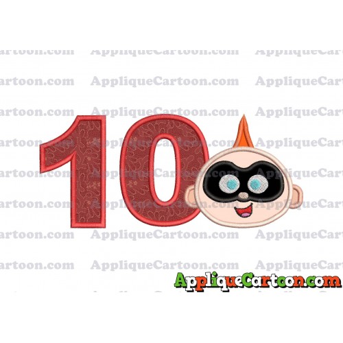Jack Jack Parr The Incredibles Head Applique Embroidery Design Birthday Number 10