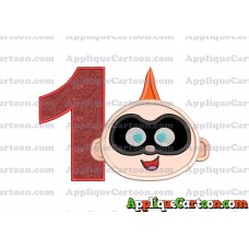 Jack Jack Parr The Incredibles Head Applique Embroidery Design Birthday Number 1
