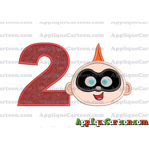 Jack Jack Parr The Incredibles Head Applique Embroidery Design Birthday Number 2