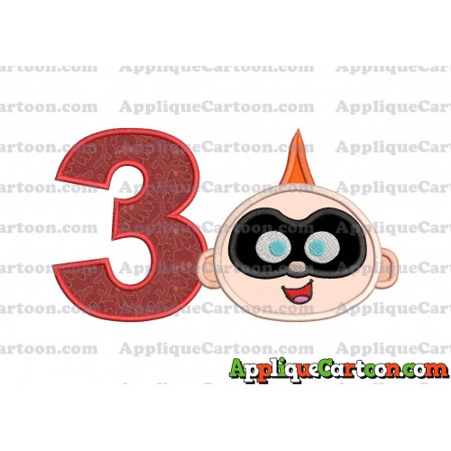 Jack Jack Parr The Incredibles Head Applique Embroidery Design Birthday Number 3