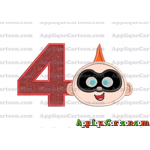 Jack Jack Parr The Incredibles Head Applique Embroidery Design Birthday Number 4