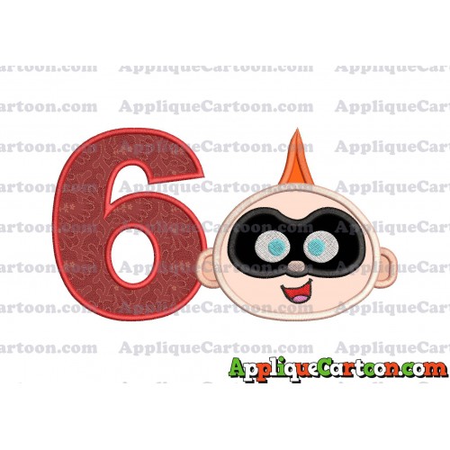 Jack Jack Parr The Incredibles Head Applique Embroidery Design Birthday Number 6