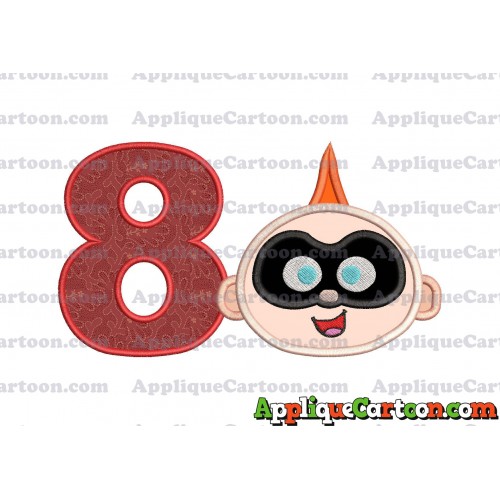 Jack Jack Parr The Incredibles Head Applique Embroidery Design Birthday Number 8