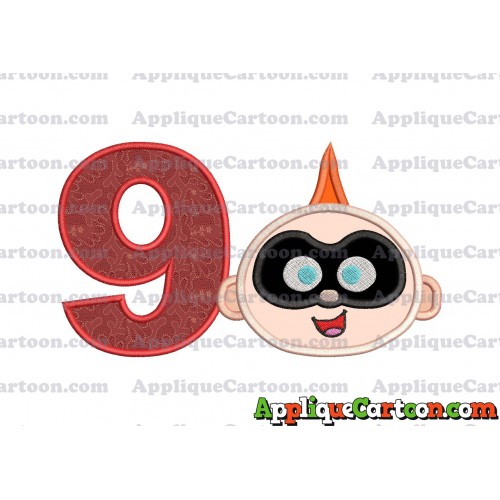 Jack Jack Parr The Incredibles Head Applique Embroidery Design Birthday Number 9