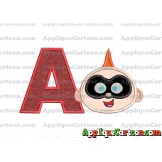 Jack Jack Parr The Incredibles Head Applique Embroidery Design With Alphabet A