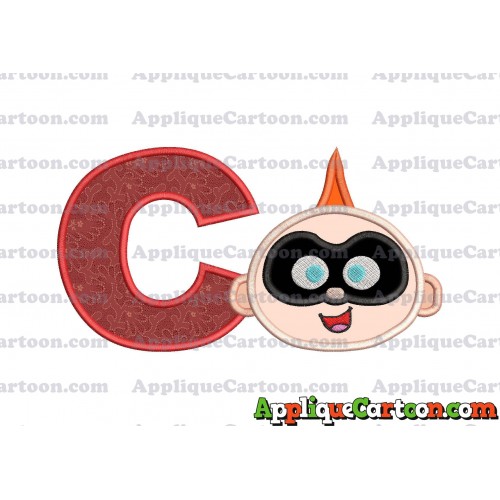 Jack Jack Parr The Incredibles Head Applique Embroidery Design With Alphabet C